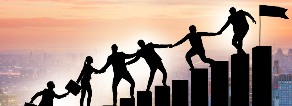 DesignBrief Mentors helping others up the. mountain